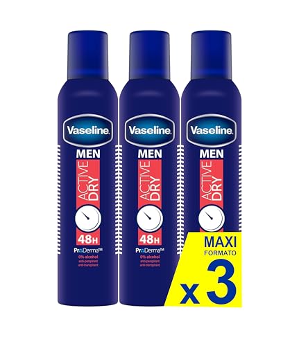 Vaseline Men Active Dry 48h 250ml (Pacco da 3)