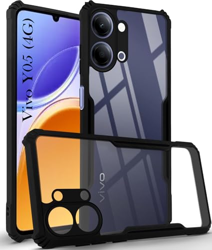 Image of Jkobi Hybrid Back Cover Case for Vivo Y05 4G (Shockproof with Polycarbonate Clear Panel | Professional Black)
