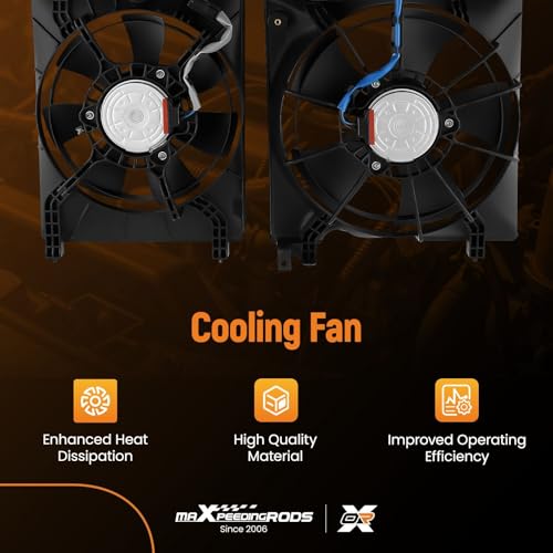 Image of maXpeedingrods A /C Condenser Cooling Fan Left & Right Side Assembly for Honda Civic 2.4L 1.8L 1.5L 2012-2015, for Acura ILX 1.5L 2.0L 2.4L 2013-2017, 19030RSJE01