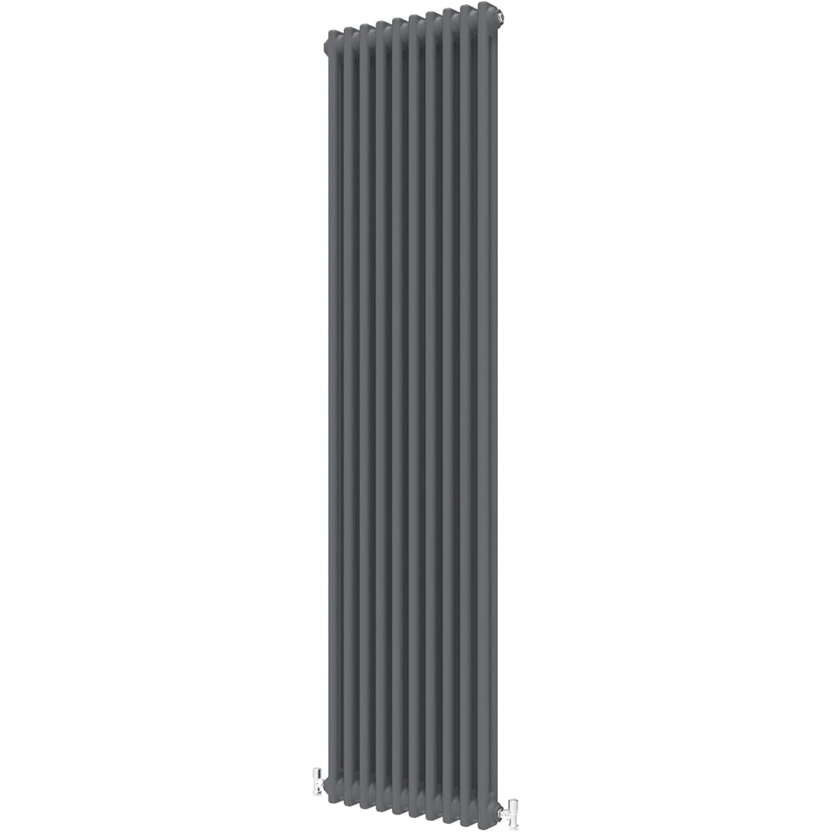 Radbliss Vertical Traditional 2 Column Design Radiator 1800x470mm Anthracite Matt Grey Cast Iron Style Tall RAD Central Heating โ image 1