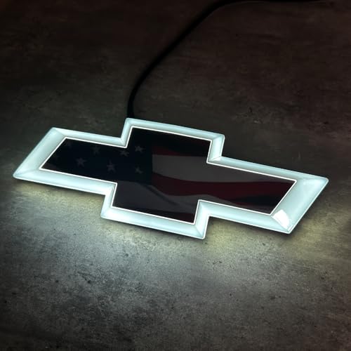 Image of Autogem 2014-2015 Silverado 1500 Grille Emblem Chrome USA Flag LED Lighted Badge