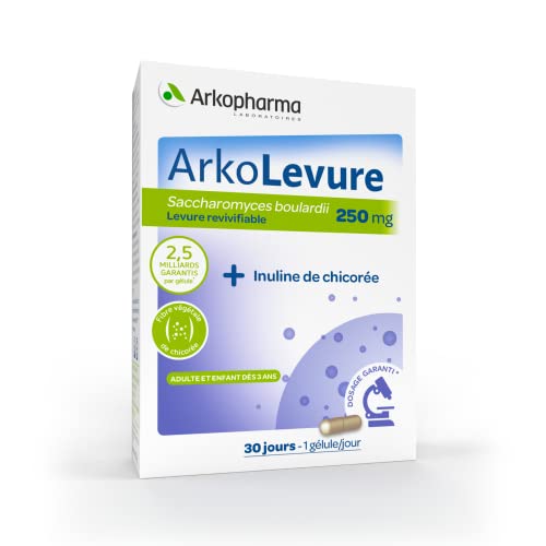 Arkolevure® 250 mg - Levures digestives et inuline - Boîte de 30 gélules sous blister ultra-protecteur - Cure d'un mois Cover