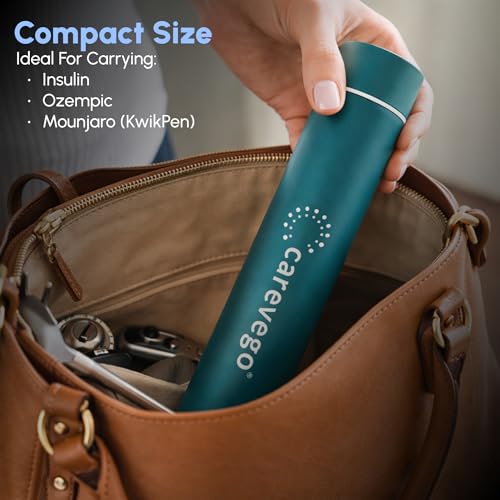 Image of MiniGo 16H Single Pen Insulin Cooler Travel Case with Biogel Ice Pack- Diabetes Organizer and Medicine Cooler Compact Travel Case (Teal Green)