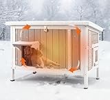 Insulated Outdoor Cat House for Feral Cats in Winter, All-Round EPS Insulation Foam-Core Cat Shelter with 2 Escape Doors, Weatherproof Openable Roof, Elevated Removable Base for Outdoor & Indoor
