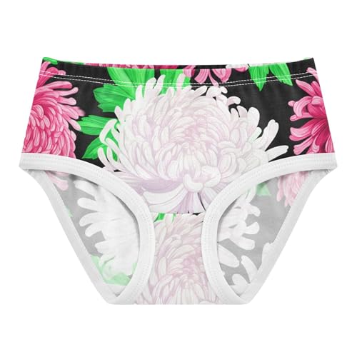 Pink Chrysanthemum Flowers Panties Little Girl Toddler Underwear Floral Cotton Cartoon Kids Briefs Undies 2t