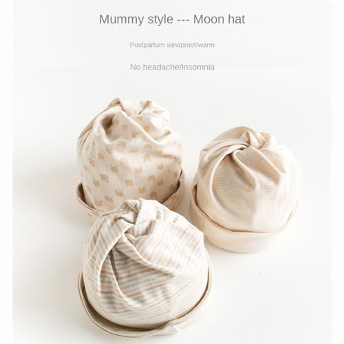 2Pcs Maternity Hat with Baby Hat Colorful Double Layer Cotton Postpartum Maternity Hat Windproof Headscarf4