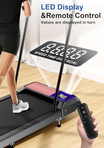 Image of Walking Treadmill Pad with Handle Bar, Portable Treadmills with Incline for Home and Office, 270lbs Capacity Under Desk Treadmill with 2.5HP Remote Control, LED Display