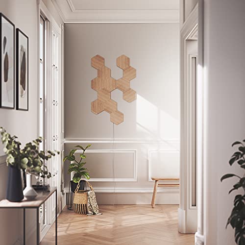 Nanoleaf Elements Hexagon Starter Kit, 13 Wood Look LED Smart Light Panels - Dimmable & Modular Wi-Fi Wall Mood Lights, Works with Alexa Google Assistant Apple Homekit, for House Room Decor or Desk - Image 5