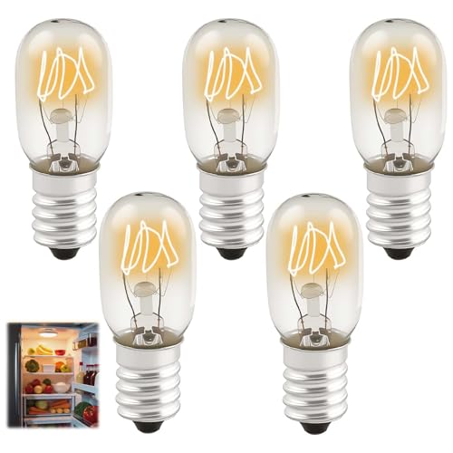 Fofuo 5 Ampoules à vis E14 15W Lampe 230V Ampoule pour Brûleur Ampoule Blanc Chaud 2700K T20 Réfrigérateur Petite Ampoules SES pour Four Micro-ondes...