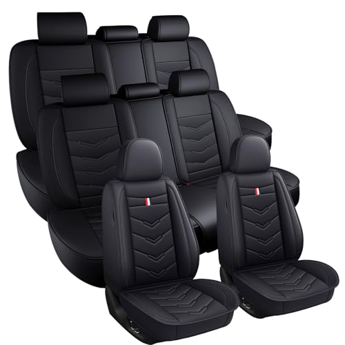 Image of Car Seat Covers 7 Seats for Mitsubishi Outlander 2003-2026, Waterproof Durable Leather Vehicle Cushion Covers, Breathable Full Coverage Seat Protector(Standard,Black)