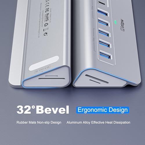 Image of Powered USB Hub 10Gbps, Intpw YH6AC Plus 10-Port USB Hub 3.2 (USB A /USB C 3.2+3 USB-A 3.0+2 PD 45W Fast Charging Port+SD /TF Card Reader), 65W Power Adapter,Aluminum USB HUB for PC,Laptop,iPhone 17 /16