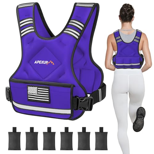 Image of APEXUP Adjustable Weighted Vest, 4-10lb /12-18lb /20-32lb Vest with 6 Ironsand Weights and Large Pocket, Weight Vest for Men Women Strength Training, Running, Walking