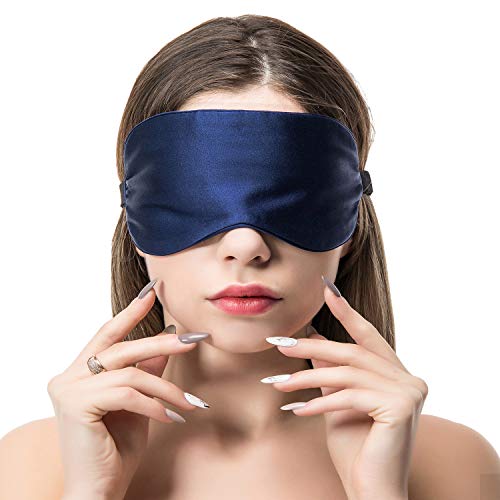 COLD POSH Silk Sleep Mask,Soft Eye Mask with Adjustable Strap,Eye Cover for Sleeping,Travel,Work,Meditation,Night Blindfold Eyeshade,Navy