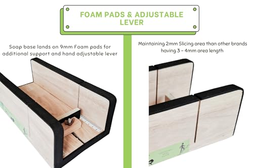 Image of Bovv Heavy Duty Soap Cutter Adjustable Size Cutter for Cold Process Soap | White Wood Solid Finish Premium Foam Edges 9mm Soft Foam for Soap Bar Soap Base Slicing and Bakery Slicing Usage