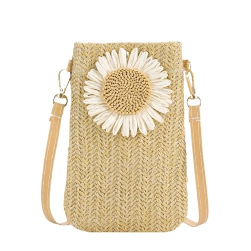 JHMYOB Bolso Paja Nuevo Bolso De Paja For Teléfono Móvil, Bandolera De Hombro, Bolso Tejido A La Moda, Bolso De Moda Bolso Paja Mujer(B)
