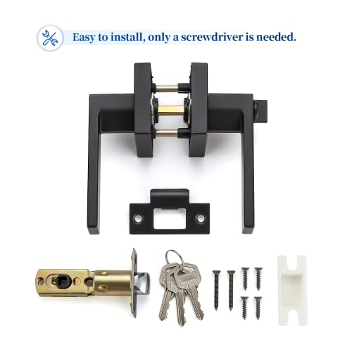 Image of Ravinte 10 Pack Heavy Duty Door Lever Door Lock Square Door Handles Right Left Handing Lever Set Matte Black Finish Entry Door Levers Front and Exterior Door Handle Set (Not Keyed Alike)