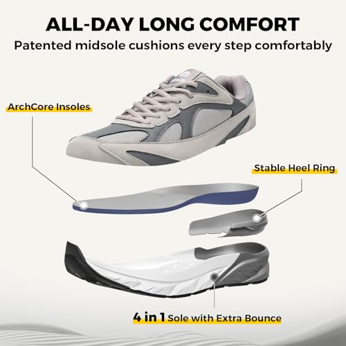 FitVille Men's Extra Wide Sneakers Wide Toe Box Shoes Comfortable Walking Shoes Orthopedic Plantar Fasciitis Shoes Athletic Arch Support Neuropathy - Rebound NEO V44