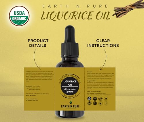 Image of Earth N Pure Liquorice (Licorice) Oil for Skin Nourishment and Body Care | 15 ML