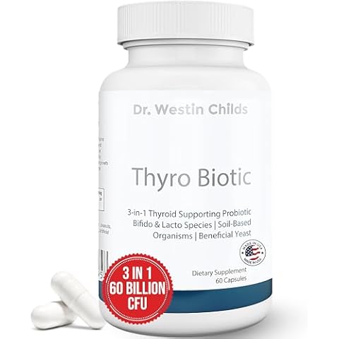 Dr. Westin Childs Thyro Biotic | Probiotic for Women - Support Thyroid, Digestive Health & Hormones | Saccharomyces boulardii, Bacillus coagulans, lactobacillus & bifido 60 Billion CFU | 30 Servings Cover