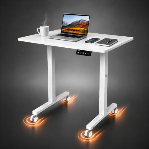 Image of ARTIKEL Move Electric Height Adjustable Standing Desk with Wheels for Home Office | 80 x 60 cm Sit-Stand Workstation | 72-118 cm Height Range | 2 Memory Presets | Anti-Collision