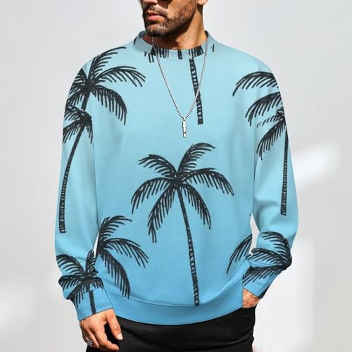 Mens Crewneck Sweater Summer Beach Palm Trees Crew Neck Sweater Long Sleeve Pullover Sweaters2