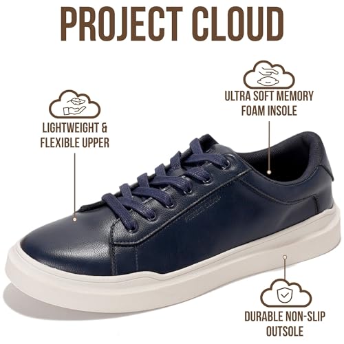 Image of Project Cloud Mens Sneakers - Eco-Crafted Leather Memory Foam Insole Dress Shoes for Men Non Slip Laced-Up Water-Resistant Mens Casual Shoes - Dress Sneakers 2026