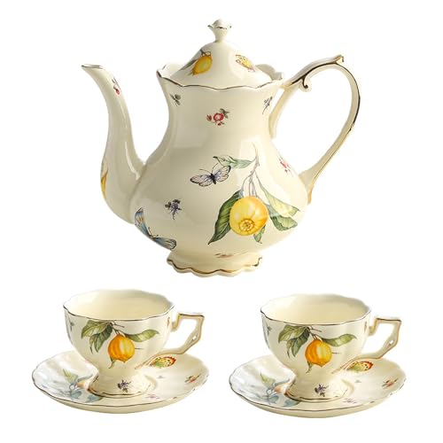Ensemble tasse à thé et soucoupe avec théière pour deux, cadeau idéal de pendaison