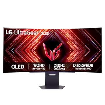 Monitor Gamer LG UltraGear OLED Curvo – Tela OLED 45”, QHD, HDR400 True black, 240Hz, 0,03ms (GtG), NVIDIA® G-SYNC®, AMD FreeSync™ Premium Pro, Taxa de Contraste 1.5M:1 – 45GS95QE-B