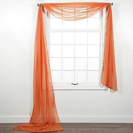 Comfy Deal Beautiful Elegance Fully Stitched Window Sheer Voile Scarf Curtain (Orange)
