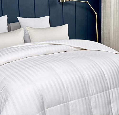 Blue Ridge Home Fashions 350 Thread Count Cotton Damask Stripe Pattern Down Alternative All Season Comforter - Hypoallergenic Microfiber Fill #TOP8