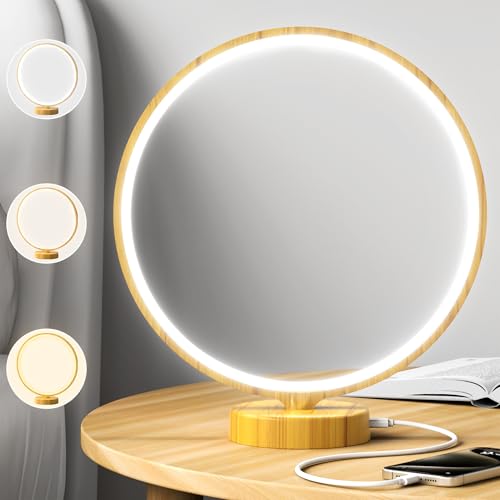Lampe de luminothérapie 10000 lux en bois avec minuterie tactile Doraubia