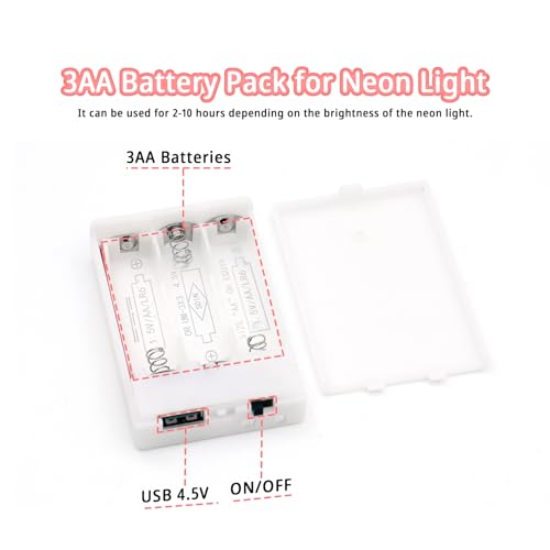Image of Battery Pack for Neon Signs, 4.5V Output, White, LED Neon Battery Pack with Strong Adhesive, Portable Power for Outdoor Events, Weddings, Parties, and Places Without Power