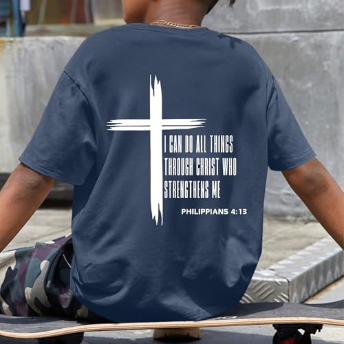Image of KEEVICI Boys Christian Graphic Tees God Jesus Shirts for Kids Cross Faith Bible Verse Inspirational Religious Cotton T Shirt