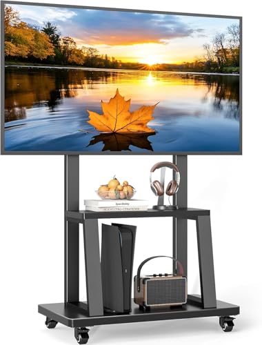 Zenzres Mobile TV Stand - Rolling Cart with Wheels for 32-70 inch TVs Holds up to 40KG Height Adjustable Conference/Commercial/Home