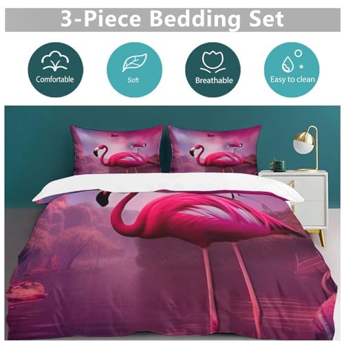 Housse de couette polyester microfibre coton motif aigrette anti-plis