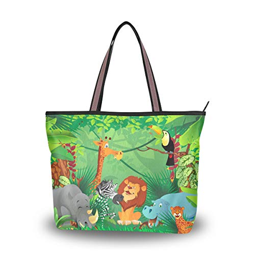 Rootti, borsa da donna con cerniera, con stampa di animali cartoni animati, grandi borse a tracolla per donne e ragazze, riutilizzabili, per lavoro, viaggi e shopping