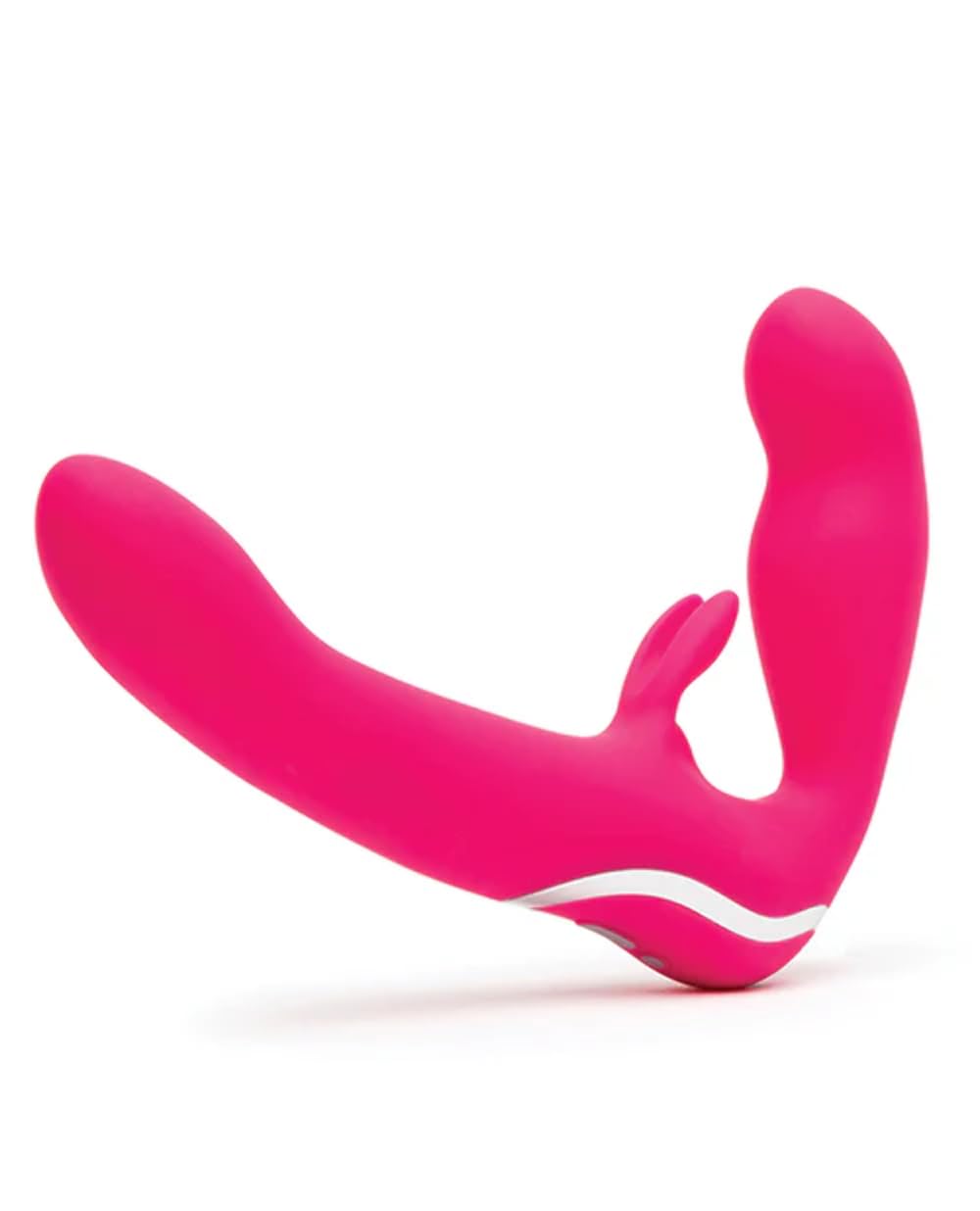 LoveHoney Happy Rabbit Silicone Strapless Strap On Rabbit Vibe, Waterproof Rechargeable 15 Function -Pink - 500 g