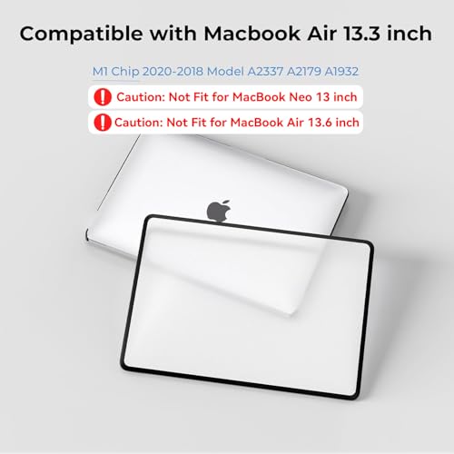 Image of BlueSwan Anti-Cracking Case for MacBook Air 13 inch, M1 Chip 2018-2020 Model A2337 A2179 A1932, Drop Protection Soft TPU Bumper PC Base for Air 13.3 inch, Frosted Black