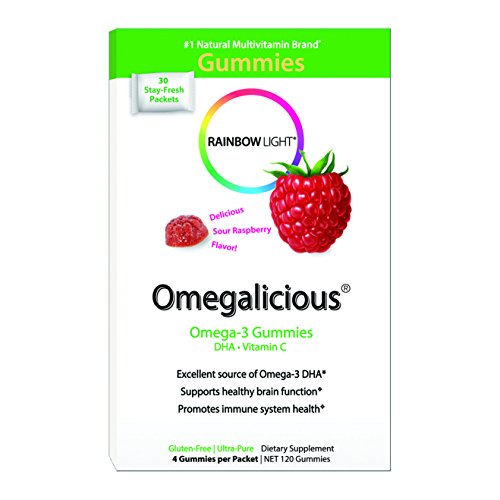 Rainbow Light - Omegalicious Omega-3 Gummies, Support for a Healthy Brain, Heart, and Immune System with Vitamin C, Omega-3s DHA and EPA, Gluten-Free, Dairy-Free, 30 Packets