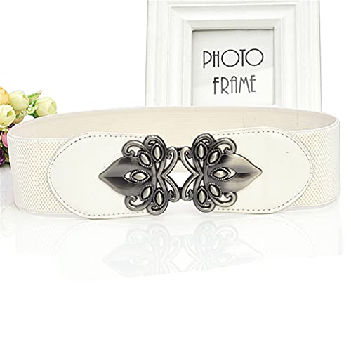 Women Vintage Wide Waist Belt Elastic Retro Cinch Belt Stretchy Belt with Metal Buckle2