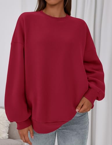 PRETTYGARDEN Sweatshirt for Women Oversized Crewneck Long Sleeve Pullover Fleece Top 2025 Fall Winter Fashion Outfits Clothes