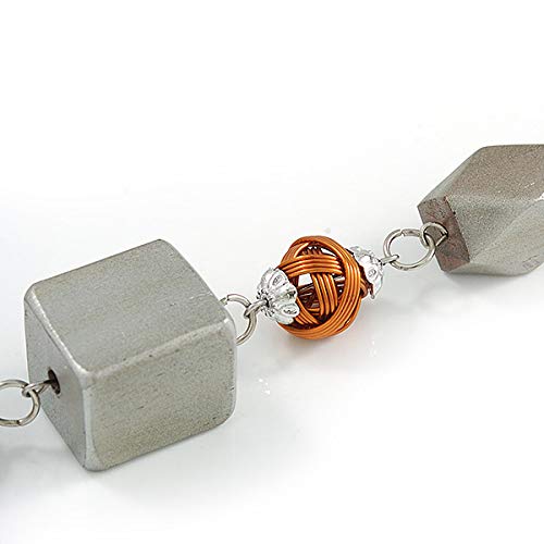 Collier perles géométriques bois cordon caoutchouc pour robe bohème
