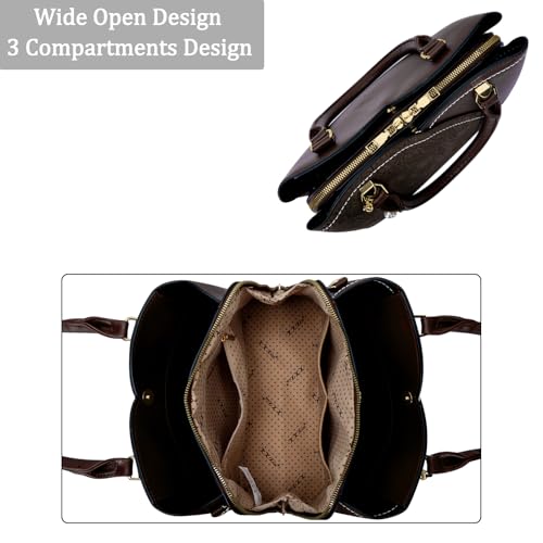 Image of KKXIU Triple Compartments Purses and Handbags for Women Fashion Ladies Satchel Shoulder Top Handle Bag