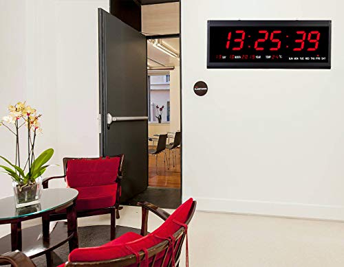 18.9 Inch Oversized Led Digital Wall Clock Large Display With Indoor Temperature Date And Day Of Week,Electric Wall Clock/Calendar Timer Home Decor -Red #TOP2