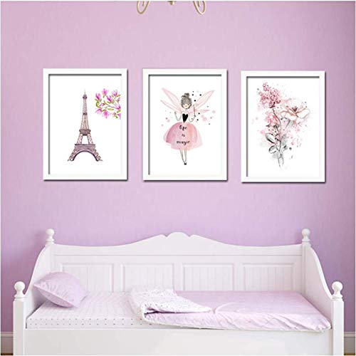 Affiche fleurs pépinière rose kawaii pour art mural et décoration chambre enfant en 50x70cm