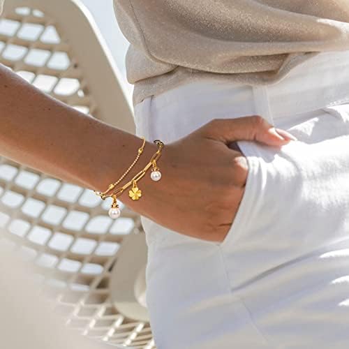 Adoyi Gold Bracelets For Women, 14K Gold Plated Bracelet Stack Set Adjustable Stackable Charm Bracelets Paperclip Chain Cuban Link Layered Waterproof Gold Jewelry Sets Gifts For Womens 606872 Gold 60 In Small Wrist 7 thumbnail image
