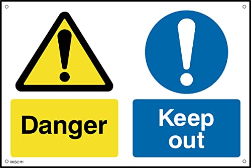 Danger Keep Out Sign - 300mm x 200mm - 1.2mm Rigid Plastic Drilled Sign (MISC111)