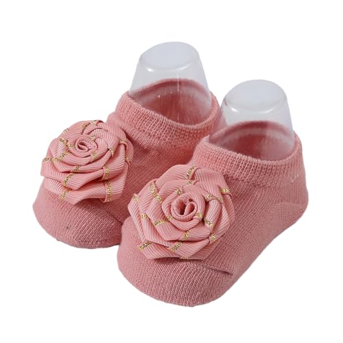 GRABAGECAN 1 Pair Walking Socks Soft & Breathable Socks Cotton Knitted Socks for Baby with Floral Embellishment