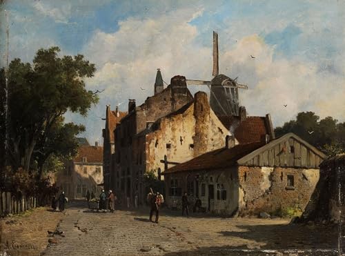 Art tableau vue d'une rue de banlieue néerlandaise pour sublimer la déco de votre salon