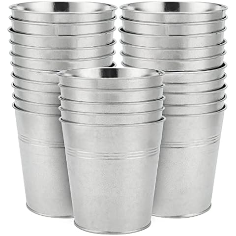 SINJEUN 25 Pack Galvanized Buckets Cover